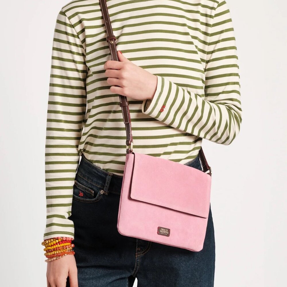 Frances Valentine Maggie Suede Crossbody Bag Pink - Picture 2 of 7